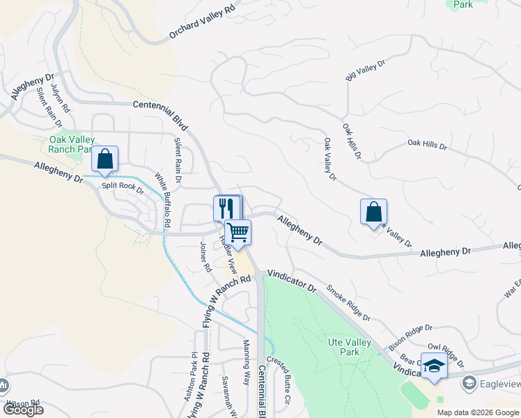 map of restaurants, bars, coffee shops, grocery stores, and more near 1975 Anasazi Court in Colorado Springs