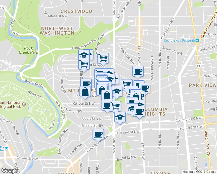 map of restaurants, bars, coffee shops, grocery stores, and more near 101 Independence Avenue Southeast in Washington