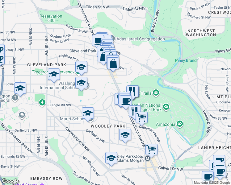 map of restaurants, bars, coffee shops, grocery stores, and more near 101 Independence Avenue Southeast in Washington