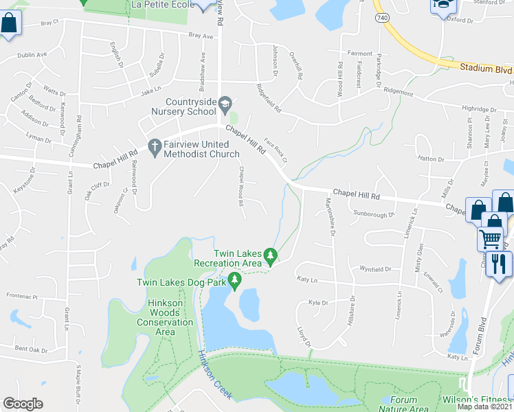 map of restaurants, bars, coffee shops, grocery stores, and more near 2700 Chapel Wood Terrace in Columbia