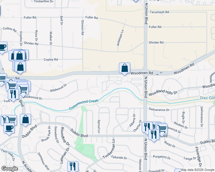 map of restaurants, bars, coffee shops, grocery stores, and more near 6834 Los Reyes Circle in Colorado Springs