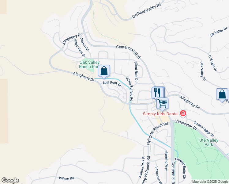 map of restaurants, bars, coffee shops, grocery stores, and more near 2330 Allegheny Drive in Colorado Springs