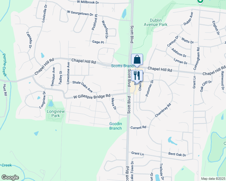 map of restaurants, bars, coffee shops, grocery stores, and more near 4499 Cheryl Court in Columbia
