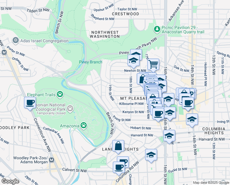 map of restaurants, bars, coffee shops, grocery stores, and more near 101 Independence Avenue Southeast in Washington