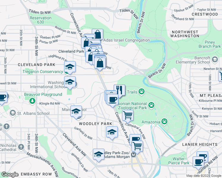 map of restaurants, bars, coffee shops, grocery stores, and more near 101 Independence Avenue Southeast in Washington