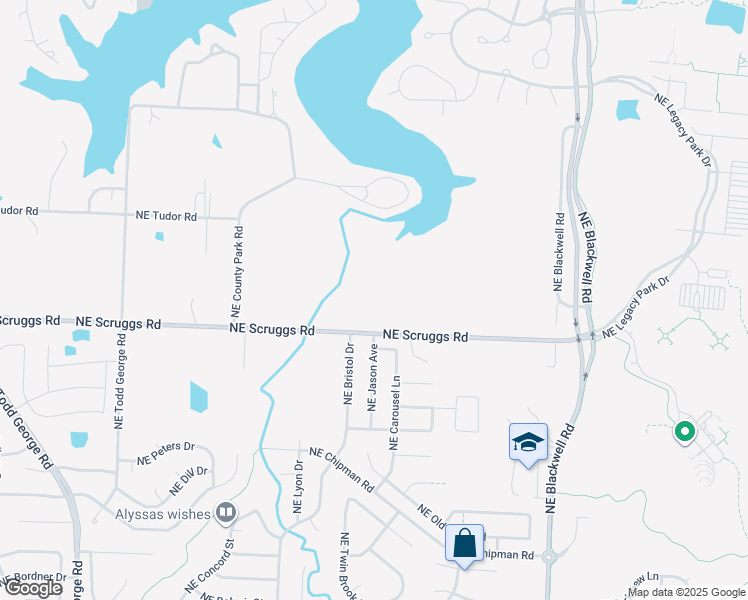 map of restaurants, bars, coffee shops, grocery stores, and more near 22000 Northeast Scruggs Road in Lee's Summit
