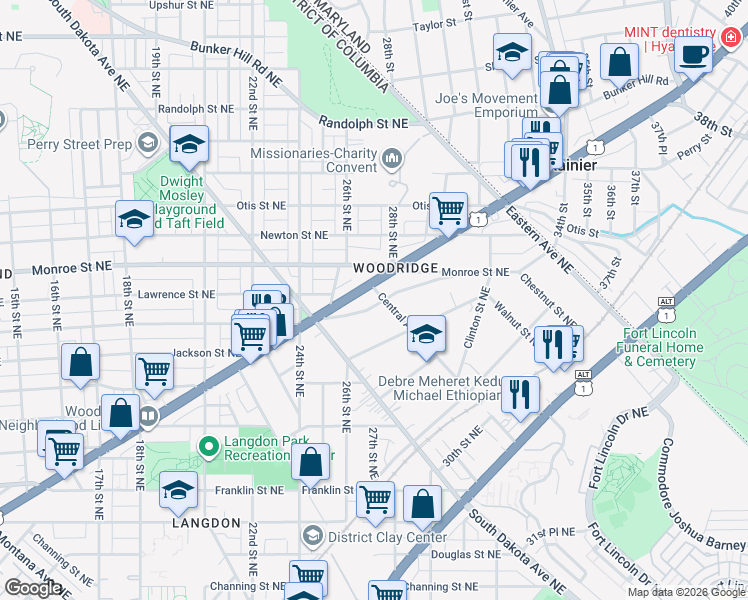 map of restaurants, bars, coffee shops, grocery stores, and more near 101 Independence Avenue Southeast in Washington