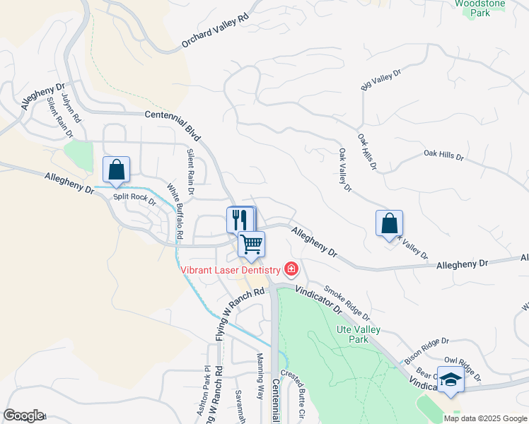 map of restaurants, bars, coffee shops, grocery stores, and more near 2077 Austrian Way in Colorado Springs