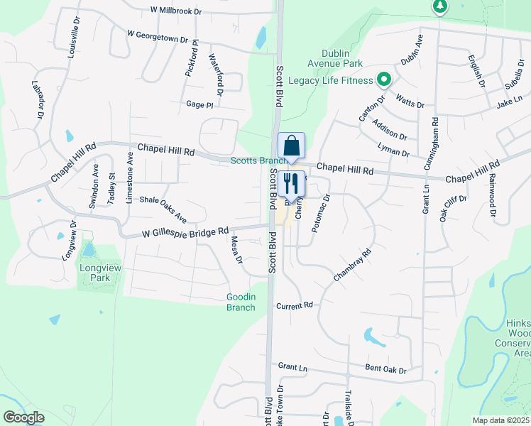map of restaurants, bars, coffee shops, grocery stores, and more near 2104-2106 Arlene Drive in Columbia