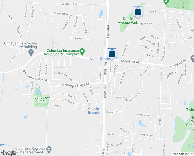map of restaurants, bars, coffee shops, grocery stores, and more near 4405-4407 West Jeana Court in Columbia