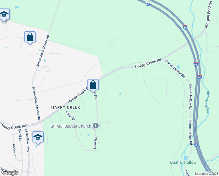 map of restaurants, bars, coffee shops, grocery stores, and more near 85 John East Drive in Front Royal