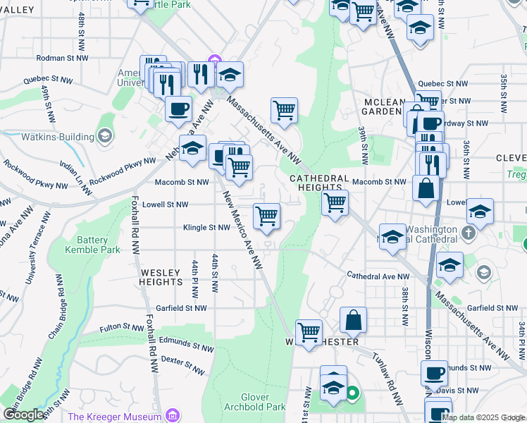 map of restaurants, bars, coffee shops, grocery stores, and more near 3217 Sutton Place Northwest in Washington