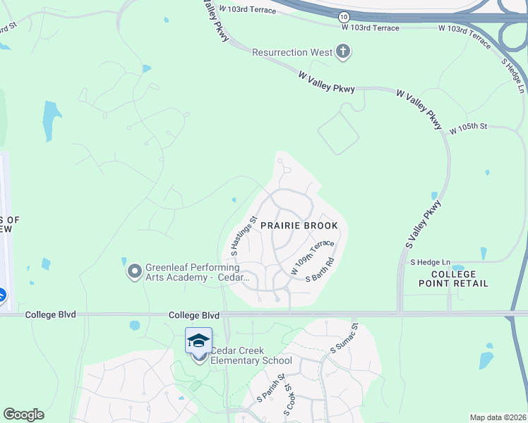 map of restaurants, bars, coffee shops, grocery stores, and more near 10823 South Hastings Street in Olathe