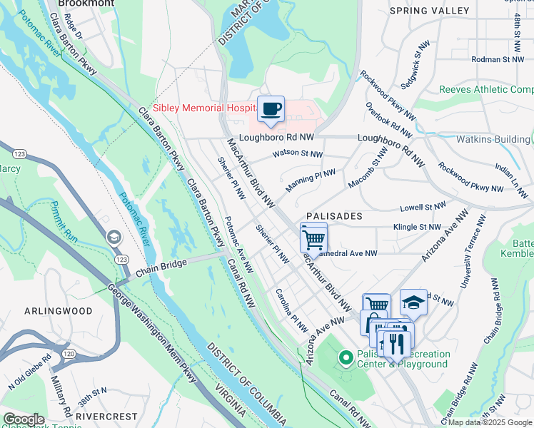 map of restaurants, bars, coffee shops, grocery stores, and more near 5310 Manning Place Northwest in Washington
