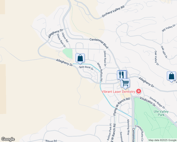 map of restaurants, bars, coffee shops, grocery stores, and more near 6965 Peyote Way in Colorado Springs