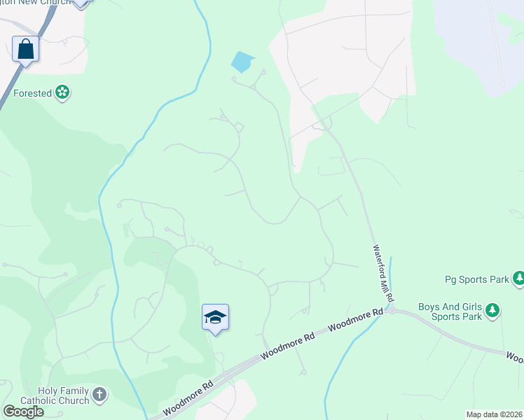 map of restaurants, bars, coffee shops, grocery stores, and more near 12608 Longwater in Bowie