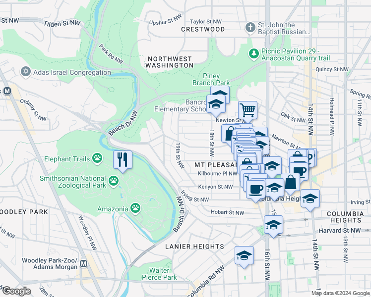 map of restaurants, bars, coffee shops, grocery stores, and more near 101 Independence Avenue Southeast in Washington