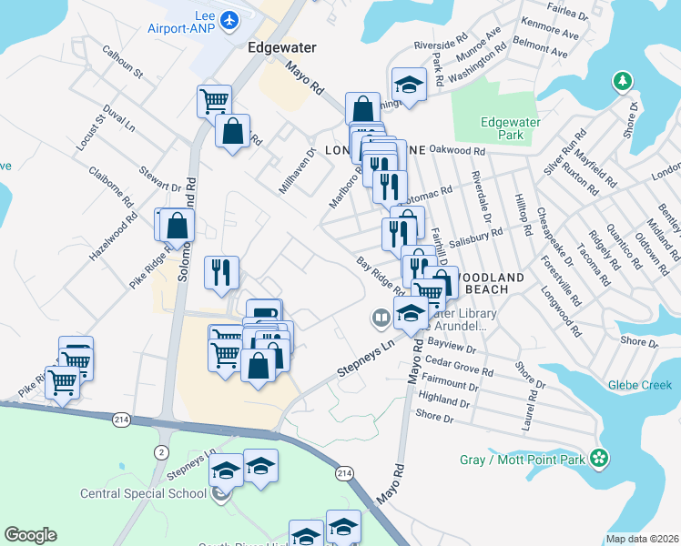map of restaurants, bars, coffee shops, grocery stores, and more near 340 Colony Point Place in Edgewater