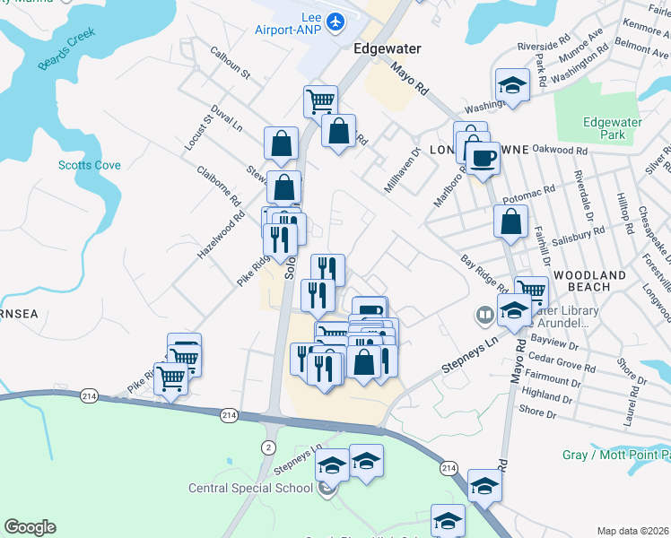 map of restaurants, bars, coffee shops, grocery stores, and more near 3169 Braverton Street in Edgewater