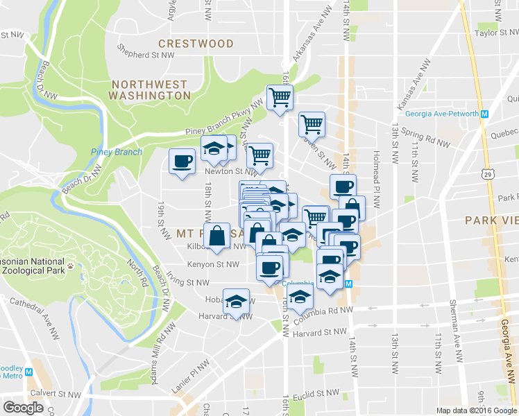map of restaurants, bars, coffee shops, grocery stores, and more near 101 Independence Avenue Southeast in Washington