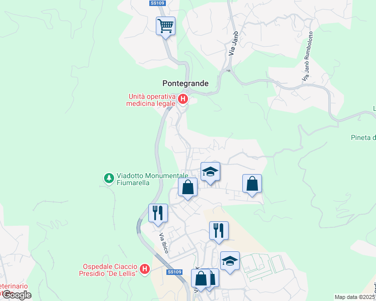 map of restaurants, bars, coffee shops, grocery stores, and more near 160-164 Via Ettore Vitale in Catanzaro