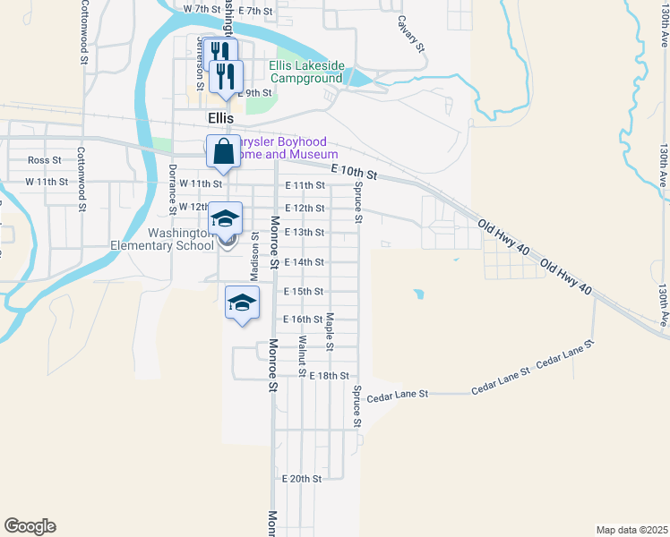 map of restaurants, bars, coffee shops, grocery stores, and more near 500 East 14th Street in Ellis