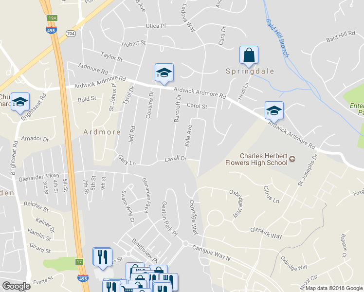 map of restaurants, bars, coffee shops, grocery stores, and more near 3106 Kyle Avenue in Upper Marlboro