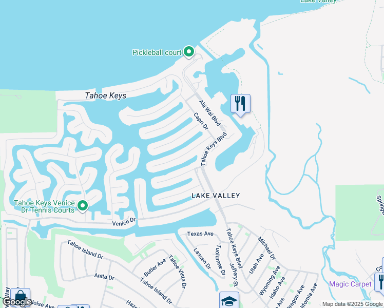 map of restaurants, bars, coffee shops, grocery stores, and more near 2210 Inverness Drive in South Lake Tahoe