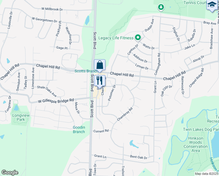 map of restaurants, bars, coffee shops, grocery stores, and more near 4110 Town Square Drive in Columbia