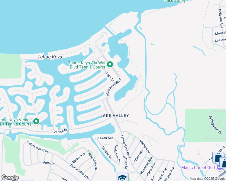 map of restaurants, bars, coffee shops, grocery stores, and more near 497 Tahoe Keys Boulevard in South Lake Tahoe
