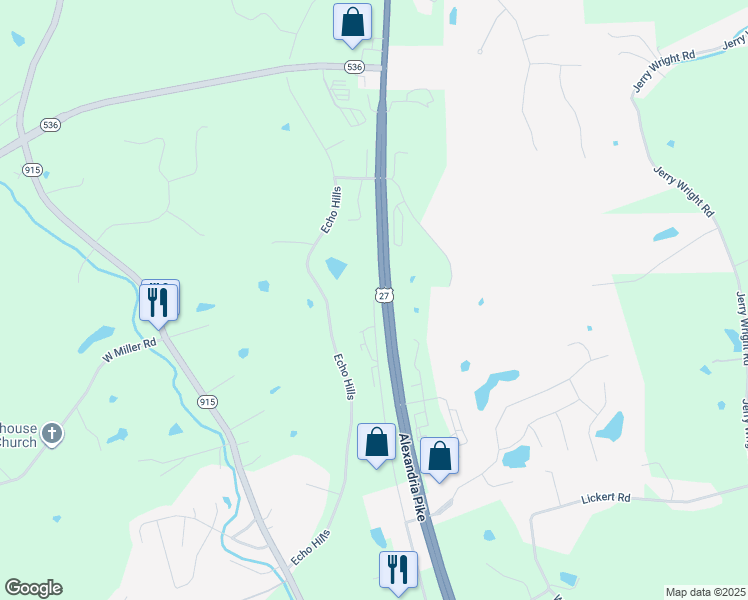 map of restaurants, bars, coffee shops, grocery stores, and more near 6801 Alexandria Pike in Alexandria