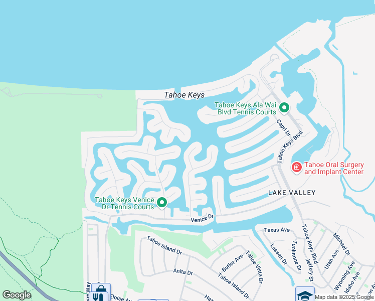map of restaurants, bars, coffee shops, grocery stores, and more near 410 Wedeln Court in South Lake Tahoe
