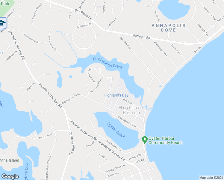 map of restaurants, bars, coffee shops, grocery stores, and more near 3227 Henson Avenue in Annapolis