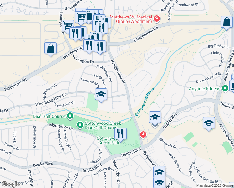 map of restaurants, bars, coffee shops, grocery stores, and more near 3835 Blazingwood Way in Colorado Springs