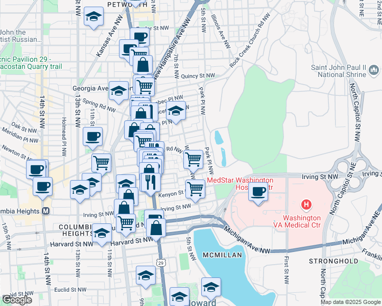 map of restaurants, bars, coffee shops, grocery stores, and more near 101 Independence Avenue Southeast in Washington