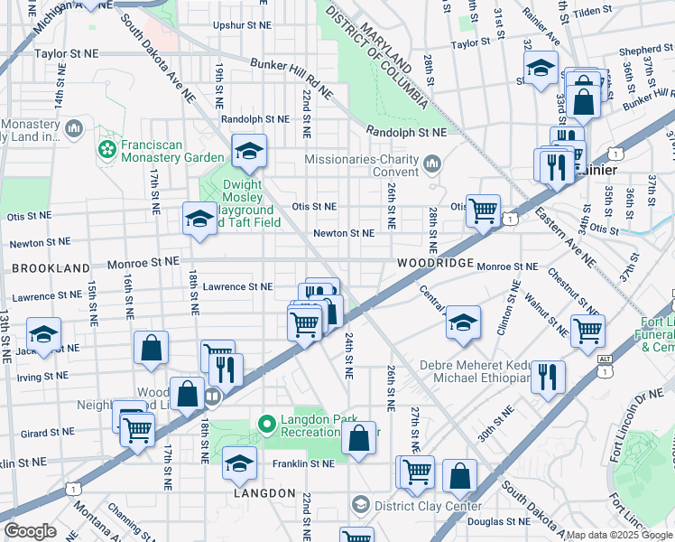 map of restaurants, bars, coffee shops, grocery stores, and more near 101 Independence Avenue Southeast in Washington