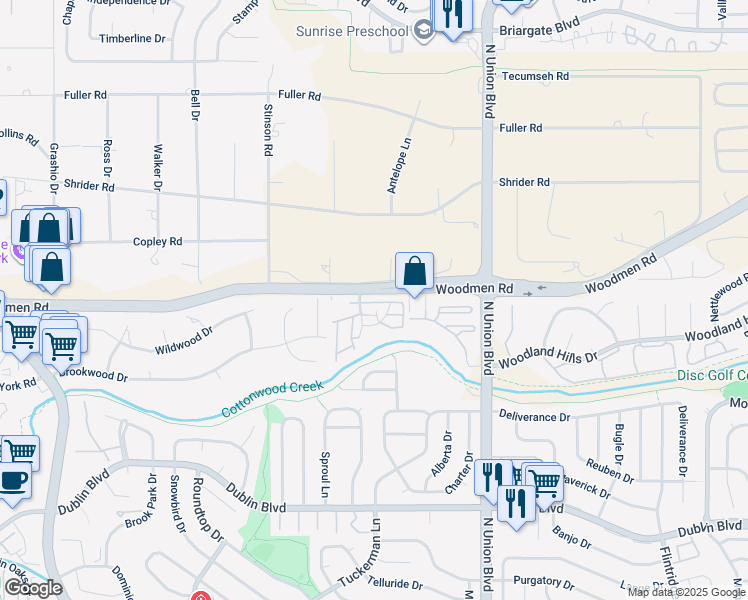map of restaurants, bars, coffee shops, grocery stores, and more near 2547 Hatch Circle in Colorado Springs