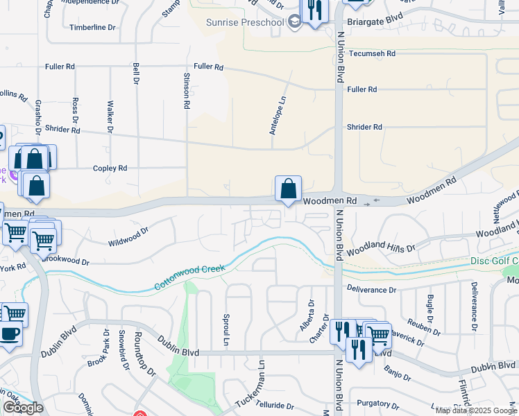 map of restaurants, bars, coffee shops, grocery stores, and more near 2547 Hatch Circle in Colorado Springs