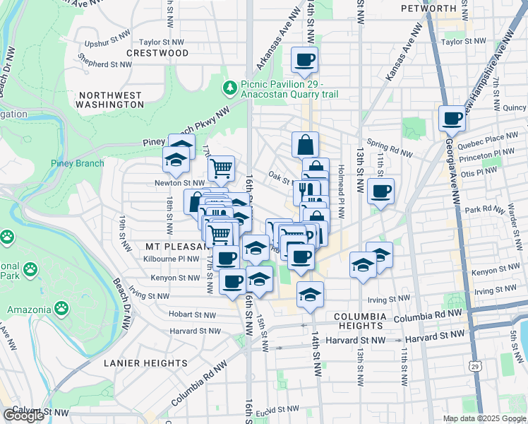 map of restaurants, bars, coffee shops, grocery stores, and more near 101 Independence Avenue Southeast in Washington