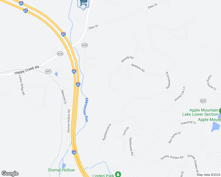 map of restaurants, bars, coffee shops, grocery stores, and more near 81 Brandy Road in Front Royal