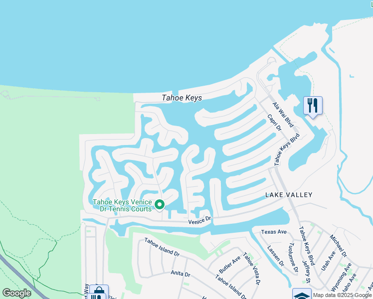 map of restaurants, bars, coffee shops, grocery stores, and more near 410 Wedeln Court in South Lake Tahoe