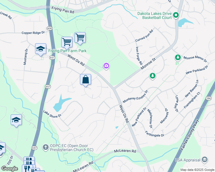 map of restaurants, bars, coffee shops, grocery stores, and more near 13378 Point Rider Lane in Herndon