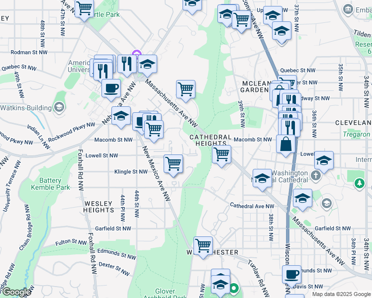 map of restaurants, bars, coffee shops, grocery stores, and more near 3267 Sutton Place Northwest in Washington