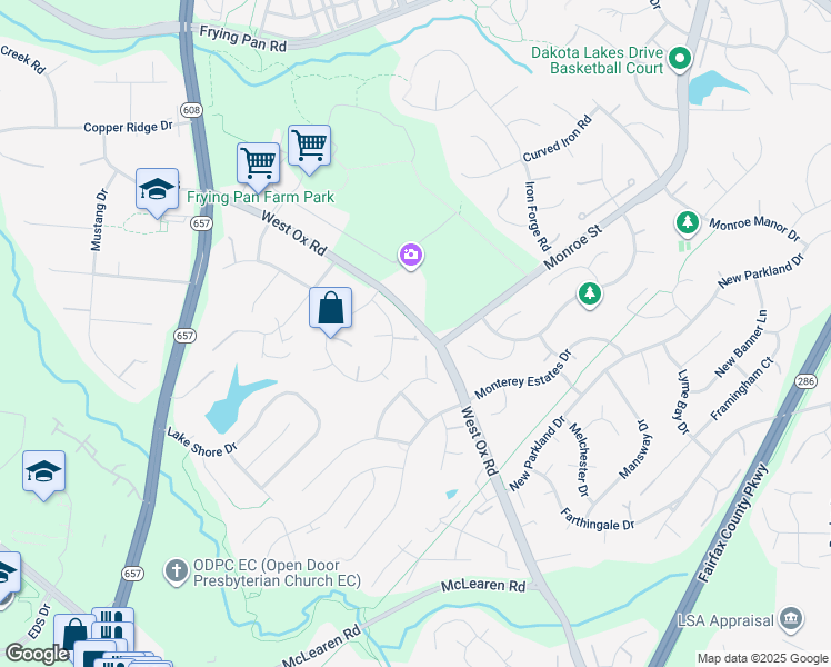 map of restaurants, bars, coffee shops, grocery stores, and more near 13378 Point Rider Lane in Herndon