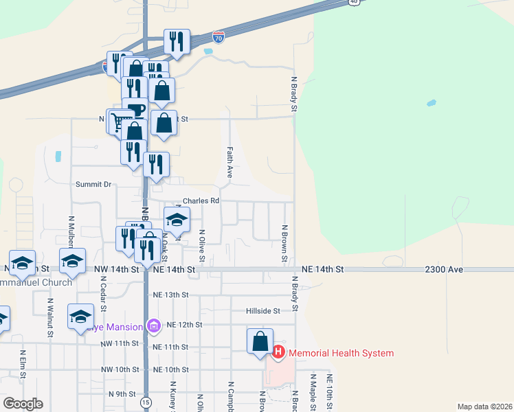 map of restaurants, bars, coffee shops, grocery stores, and more near 1606 Jayhawk St in Abilene