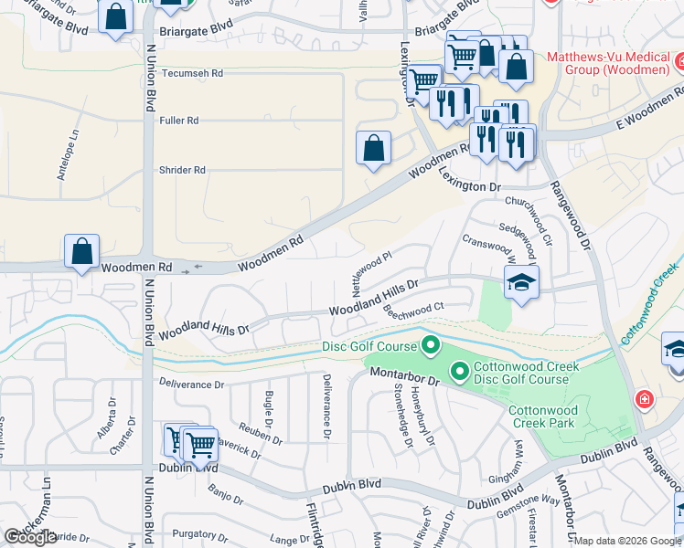 map of restaurants, bars, coffee shops, grocery stores, and more near 6915 Sagewood Court in Colorado Springs