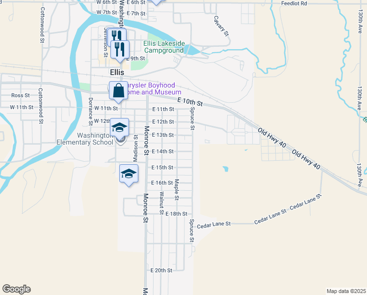 map of restaurants, bars, coffee shops, grocery stores, and more near 500-598 East 14th Street in Ellis