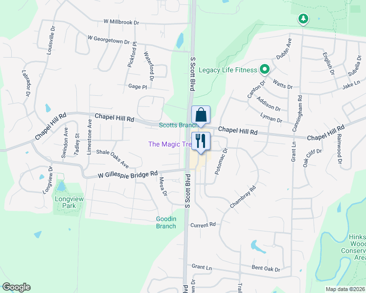 map of restaurants, bars, coffee shops, grocery stores, and more near 2104 Arlene Drive in Columbia