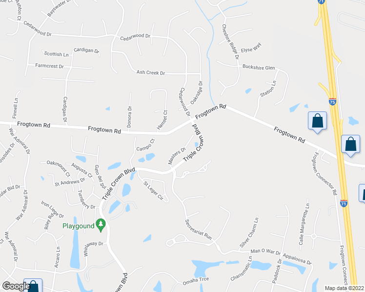 map of restaurants, bars, coffee shops, grocery stores, and more near 10461 Masters Drive in Union