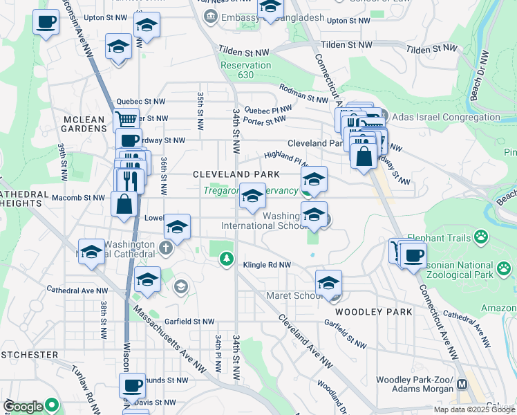 map of restaurants, bars, coffee shops, grocery stores, and more near 3227 33rd Place Northwest in Washington